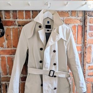 BR Monogram Double-Breasted Khaki Trench Coat